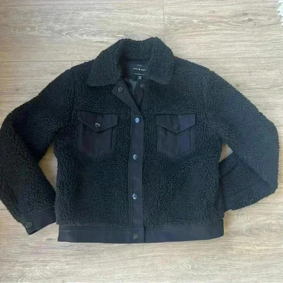 - Lucky Brand Black Sherpa Trucker Coat Jacket Size XS - Picture 3 of 7